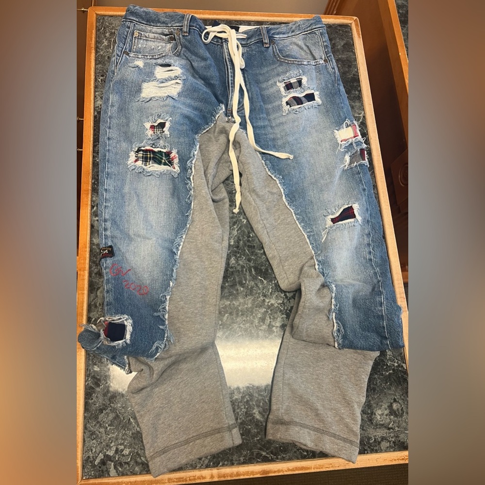Greg Lauren X Paul & Shark distressed joggers 👖